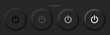 © Helga1 - A set of four black round buttons with backlight and power symbols. User interface elements for mobile devices in the style of neumorphism, UI, UX. Vector illustration.