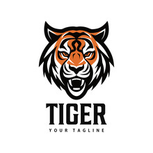 Tiger Logo, Mascot Tiger Head, Simple, Modern, Vintage, Design Template Vector Illustration