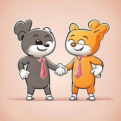 Wall Mural - cartoon handshake partnership