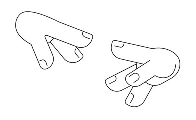 Poster - Fingers reaching together monochrome flat vector object. Try to touch. Editable black and white thin line icon. Simple cartoon clip art spot illustration for web graphic design
