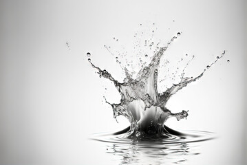 Poster - Water splash with beautiful drops flying away. Liquid motion background. Generated AI.