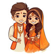 © Aquir - Indian couple hand-drawn comic illustration. Indian couple. Vector doodle style cartoon illustration