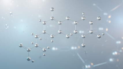 Wall Mural - thyroxine molecular structure, 3d model molecule, thyroid hormone t4, structural chemical formula view from a microscope