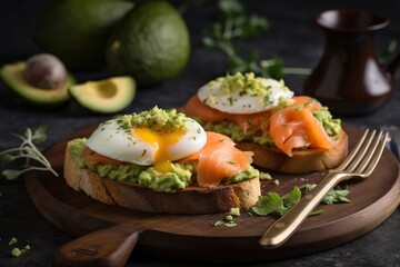 Wall Mural - avocado toast with salmon	