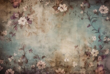 Vintage Flowers Background. Old Paper Texture. Ai Generated