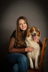 portrait of friends - cute dog and girl