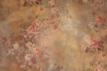 Vintage Flowers Background. Old Grunge Paper Texture. Ai Generated