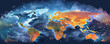 Leinwandbild Motiv world map, weather screen forecast