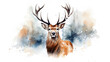 Christmas reindeer watercolor illustration, generative ai