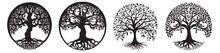 Tree Vector Illustration On A White Background. Vector Illustration Silhouette Laser Cutting