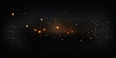 Wall Mural - abstract, geometric shapes and lines forming a constellation map against a deep black background, mi