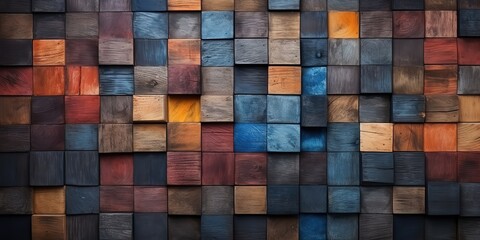 Wall Mural - AI Generated. AI Generative. Wood brick blosk simple wooden elements. Geometric abstract pattern texture background pallette. Graphic Art