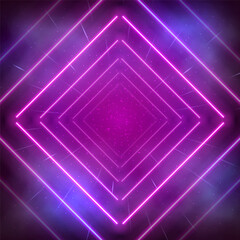 Wall Mural - Neon tunnel. Portal with light effects. Retro abstract background. Vector illustration.