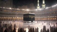 Nearby Shots Of Kaaba At Masjid Al Haram In Mecca Generative AI