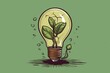 © PandaStockArt - Cartoon Light Bulb with Sprouting Plant of Ideas. AI generated