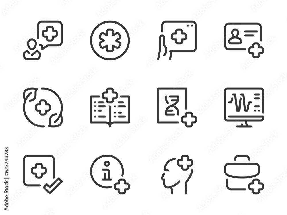 Healthcare vector line icons. Clinic and Hospital outline icon set ...