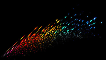 Poster - Abstract colorful lines on a black background. generative ai