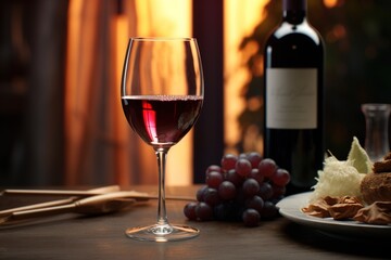 Aufkleber - glass of wine on table.