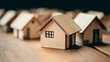 © Irina - Real estate concept. Wooden house models. Generative Ai technology.