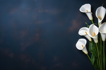 white lily flowers rustic background  