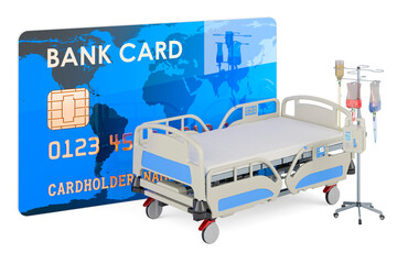 Poster - Adjustable hospital bed with credit card, 3D rendering