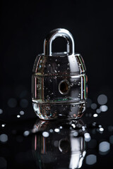 Poster - illustration of padlock. Concept of cyber security and personal information defense. generative AI