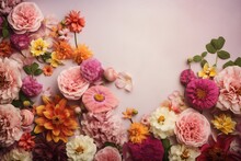 Flower Color Spring Peonies Valentine Pastel Watercolor Romantic Background Design Blossom. Generative AI.