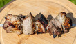 grilled marinated pork meat skewer