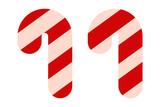 Fototapeta Dmuchawce - Candy cane illustration, icon. Vector simple Christmas candy cane in flat design.