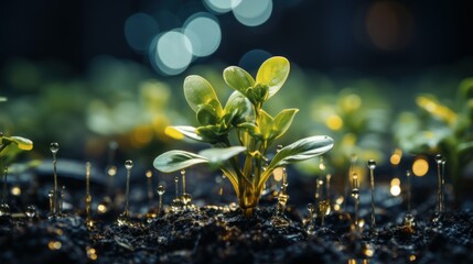 Canvas Print - Technology, plant, agriculture, green, concept, environment, ecology, science, nature, digital, background,