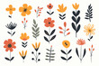 Doodle inspired Flores (flowers), cartoon sticker, sketch, vector, Illustration