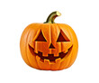 Carved halloween jack o lantern pumpkin isolated on transparent background