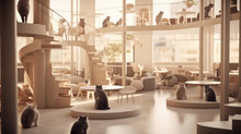 Modern Cat Cafe Interior