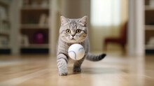 A Cute Cat Playingg Ball