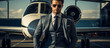© Lee John - Successful Businessman in Front of Private Jet. The Billionaire