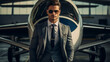 © Lee John - Successful Businessman in Front of Private Jet. The Billionaire