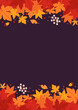Background material designed with autumn leaves and nuts