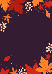 Wall Mural - background material designed with autumn leaves and nuts