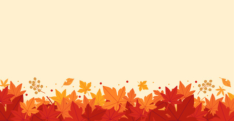Wall Mural - background material designed with autumn leaves and nuts