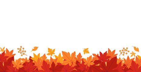 Wall Mural - background material designed with autumn leaves and nuts