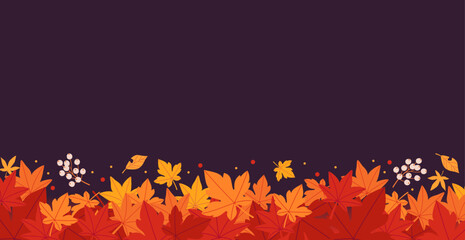 Wall Mural - background material designed with autumn leaves and nuts