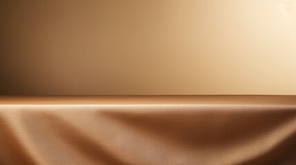 Poster - empty table podium on bronze background. mock up product display stand with generative ai.