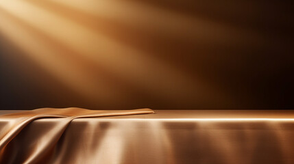 Poster - empty table on bronze background. mock up product display stand with generative ai.