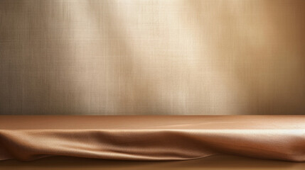 Poster - empty table on bronze background. mock up product display stand with generative ai.