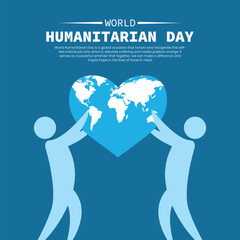 world humanitarion day post with heart earth vector file