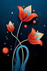 Canvas Print - Colorful tulips. Generative AI