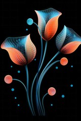 Sticker - Colorful tulips. Generative AI