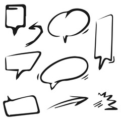 Poster - Doodle speech bubbles with sparkle on set. hand drawn style. isolated on white background. vector illustration