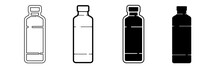 Black And White Illustration Of A Bottle. Bottle Icon Collection With Line. Stock Vector Illustration.