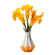 Yellow Daffodils In Vase Isolated.Gladiolus Flower ‘Alatus Flipphi’ Vase Arrangements Transparent.Gladiolus Flower PNG. Flower Vase PNG. Minimalist Flower Vase. Generative AI.